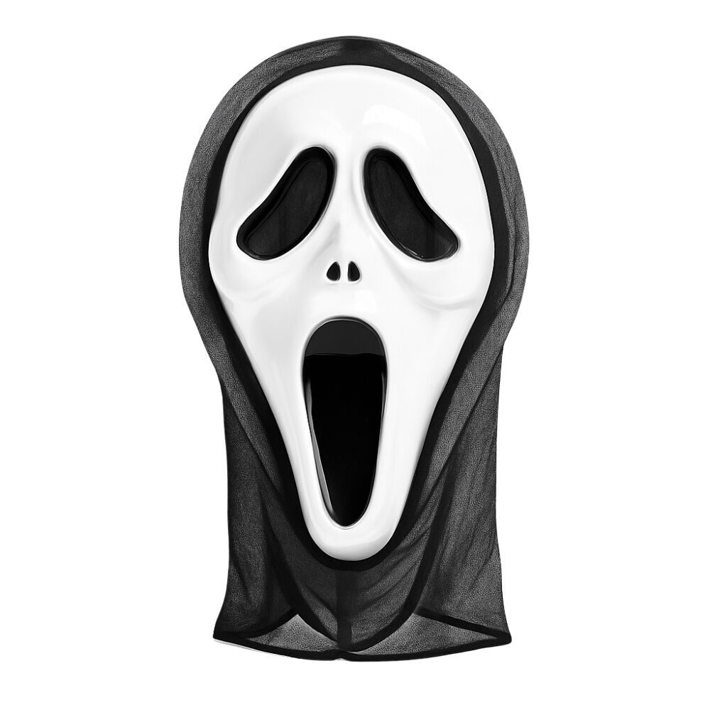Scream Mask 30 cm Plastic with Black Veil Horror Movie Halloween Costume