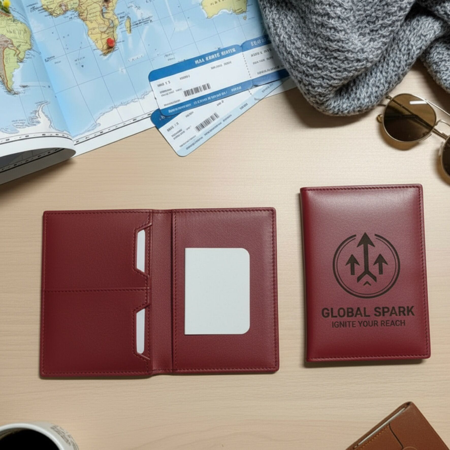 Porta passaporto artigianale in pelle italiana – personalizzabile con incisione laser – Made in Tuscany