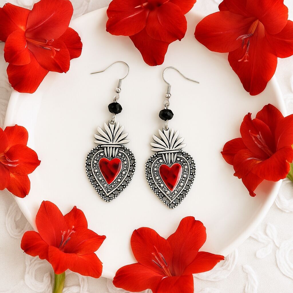 Sacred heart earrings