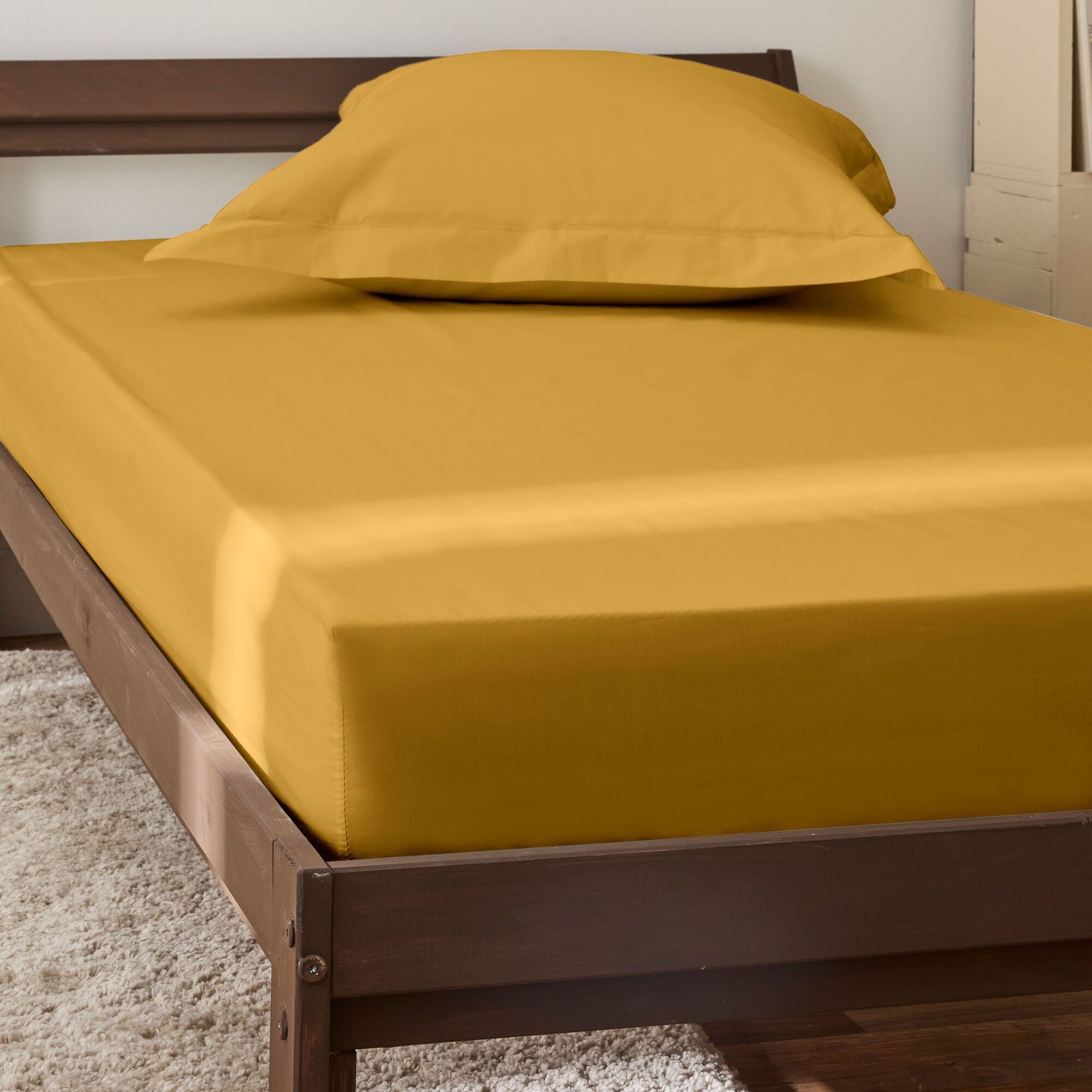 Lenzuolo con angoli in percalle di cotone pettinato a fibre lunghe 80 fili/cm² "Julian" 90 x 190 cm con fodera da 35 cm in puro cotone