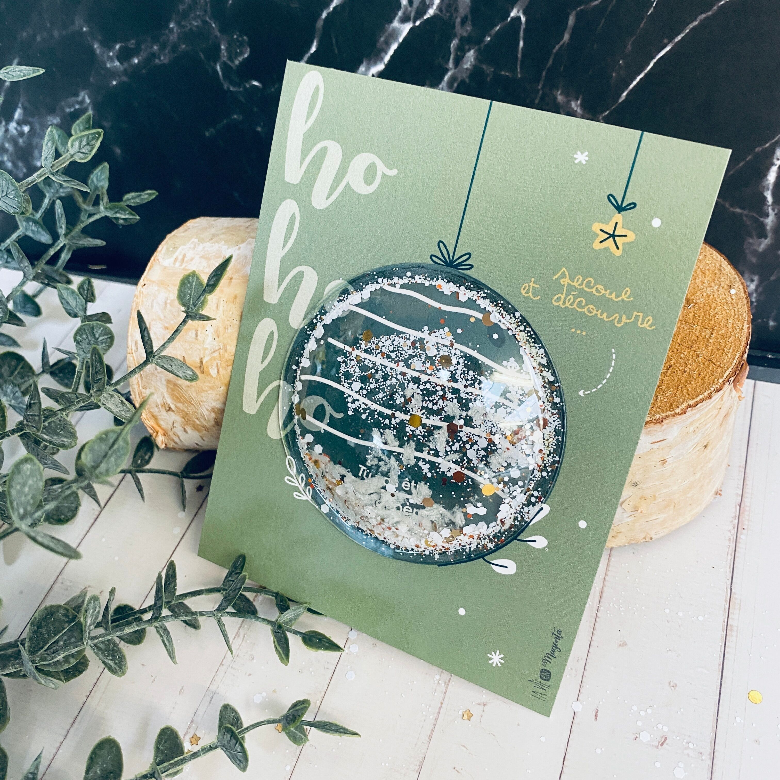 Überraschungs-Shakerkarten - Schwangerschaftsverkündung - Du wirst Opa - Weihnachten - Weihnachtskugel