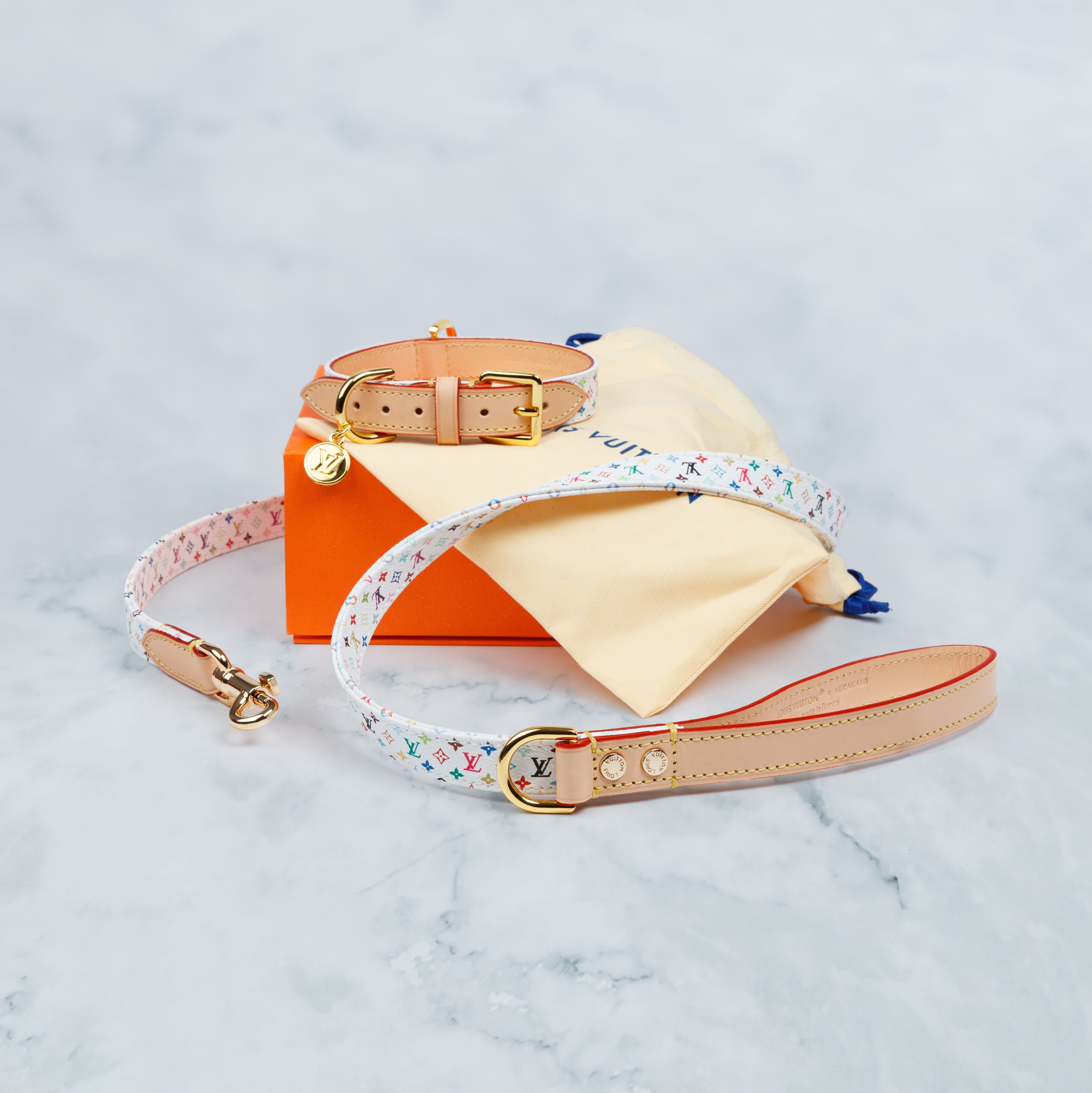 The Chelsea Charm Luxury Letaher Dog Collar & Lead Set – White Edition