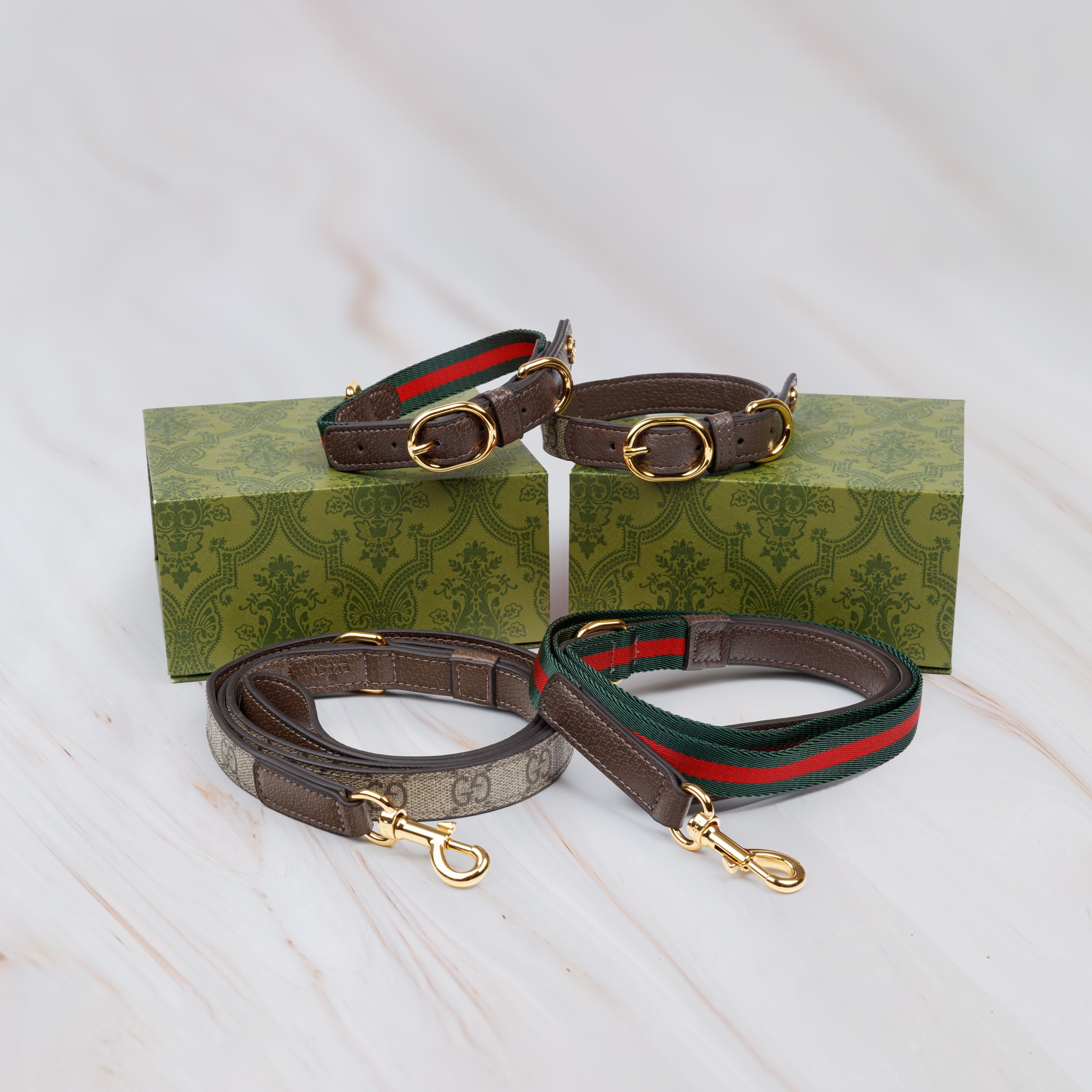 Set collare e guinzaglio per cani in pelle Park Avenue Luxe