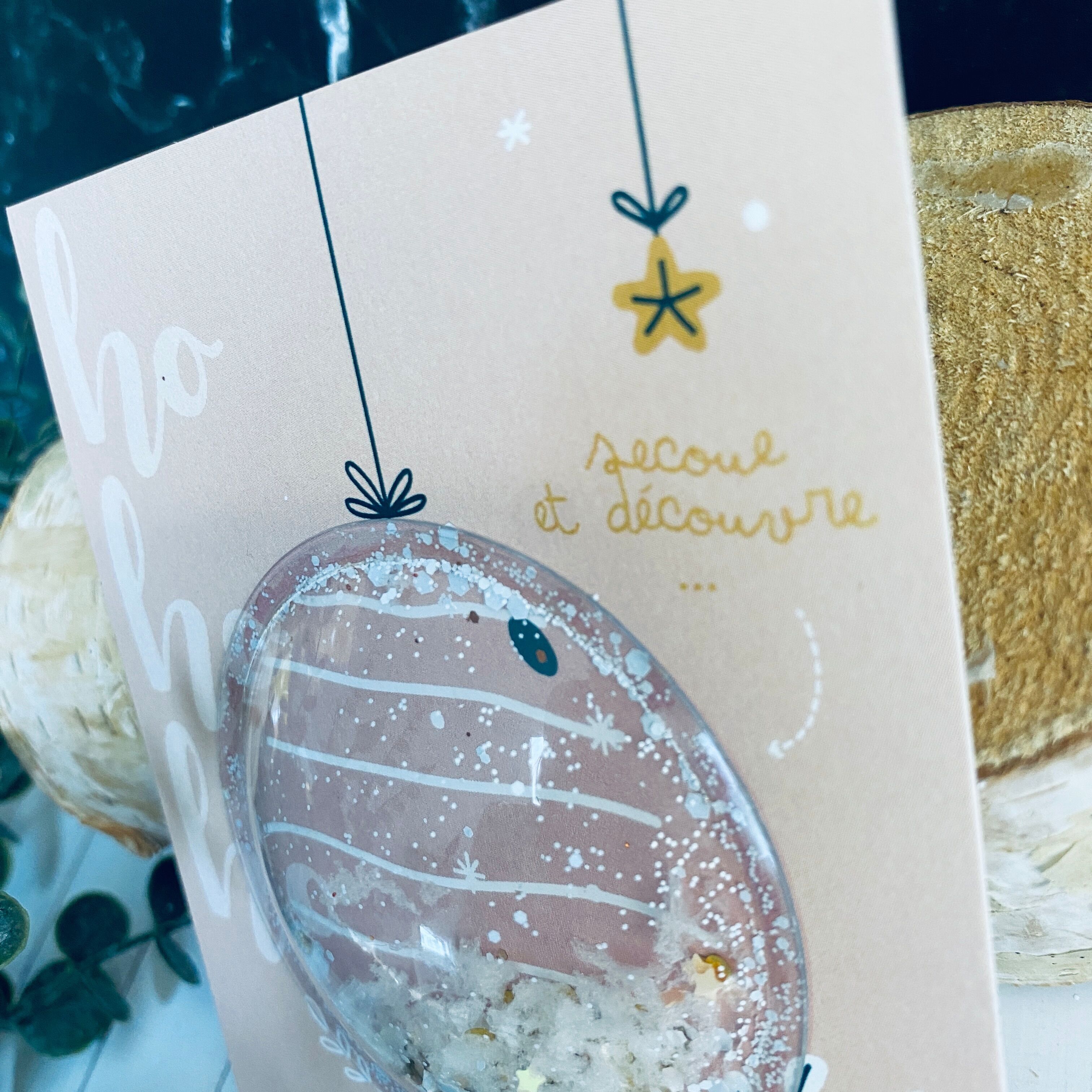 „Du wirst Oma“ Shakerkarte – Schwangerschaftsverkündung mit Glitzer – Weihnachtsmotiv