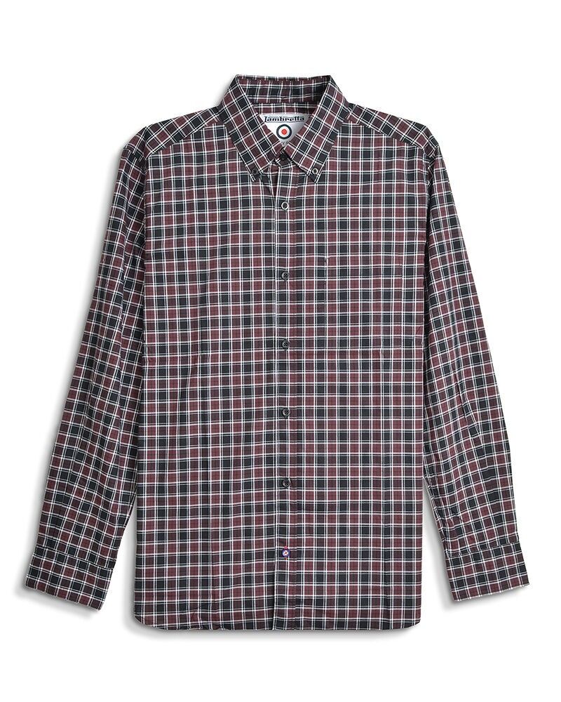 L/S Kariertes Hemd Burgund/Schwarz AW25