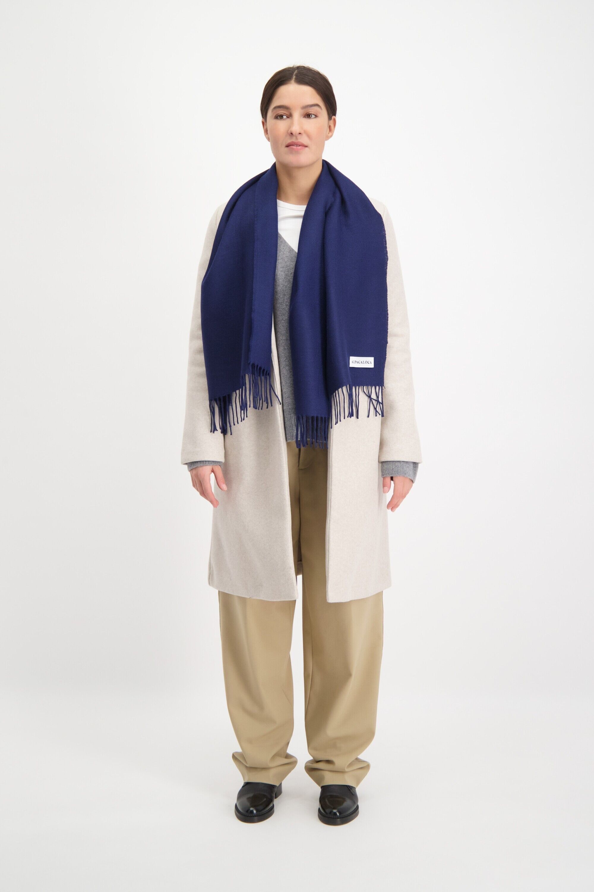 Scarf 100% Baby Alpaca Wool Dark Blue