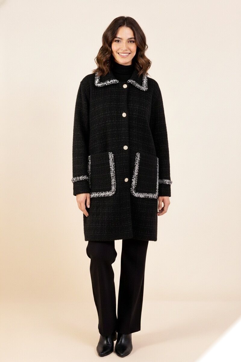 Langärmliger Mantel mit Perlmuttknöpfen - 41 - Lusa Mode