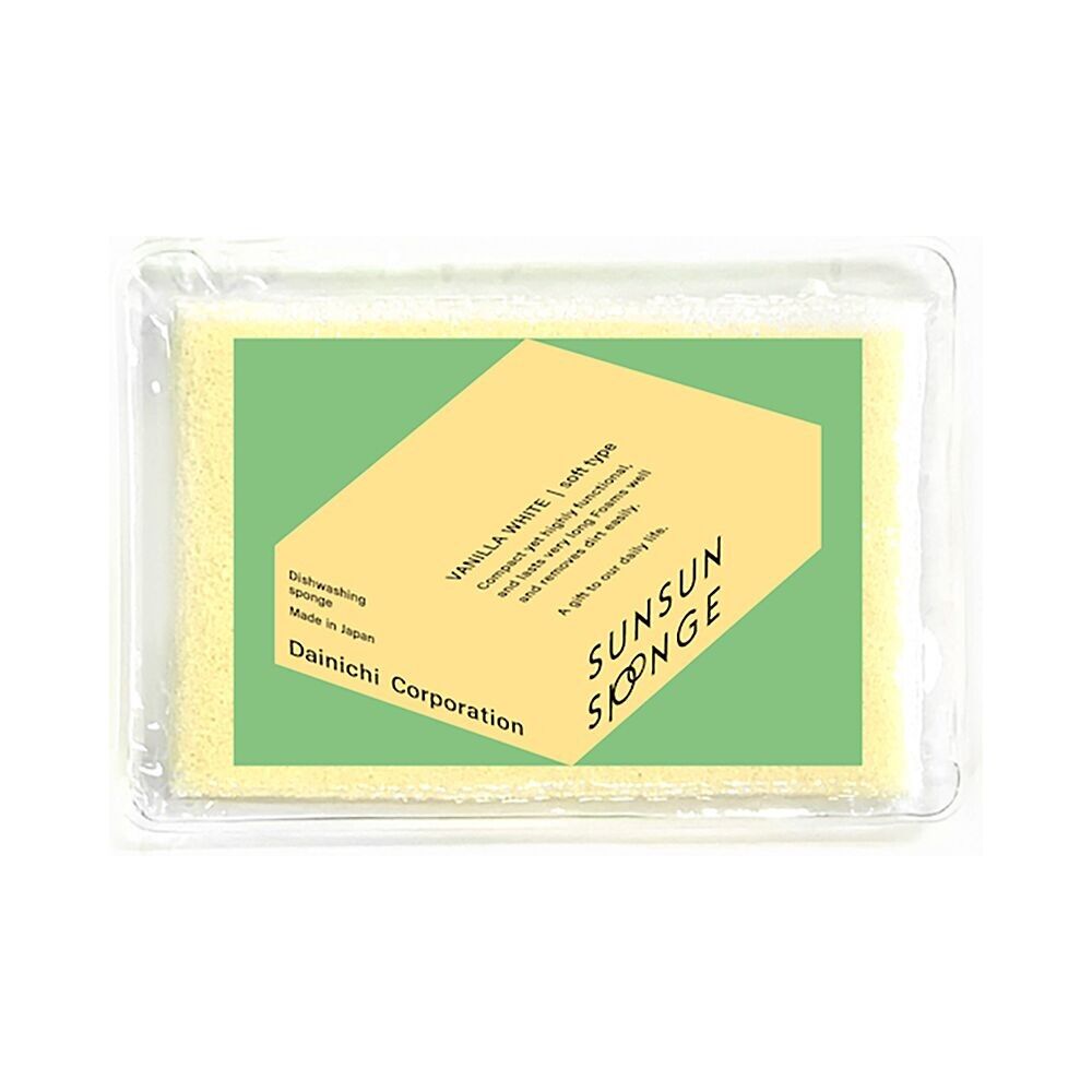 Esponja blanca vainilla Sunsun, simplicidad, eficacia y calidad japonesa para tu día a día (ligeramente flexible, para un agarre cómodo - con embalaje comprimido) - Colección de esponjas Sunsun / DAINICHI