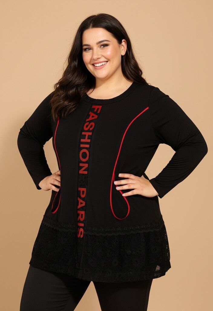 Tunique avec nervure rouge grande taille (A558)