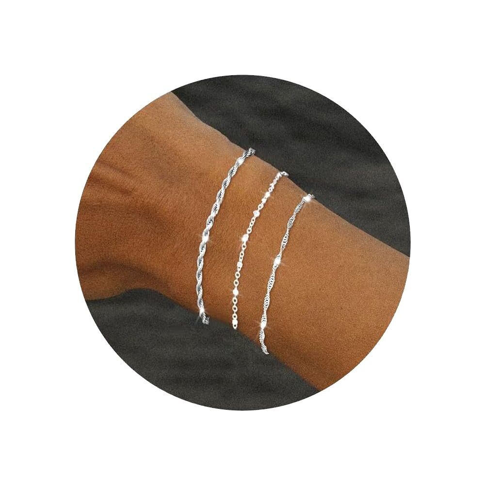 Platinfarbene Kettenarmband-Kollektion, 3 Stile, anmutiges Design