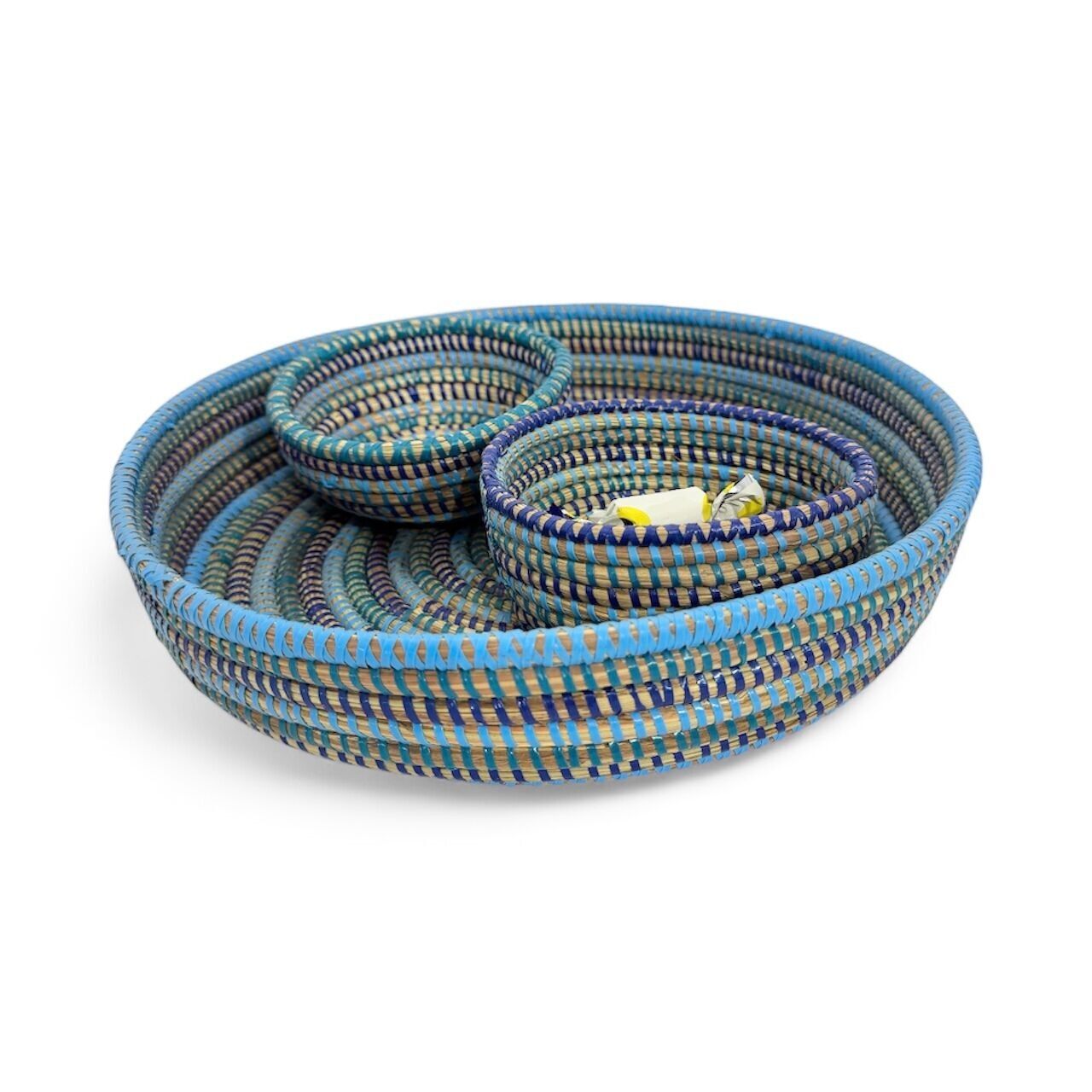 Set di 3 vassoi per antipasti Tchéké, tonalità di blu