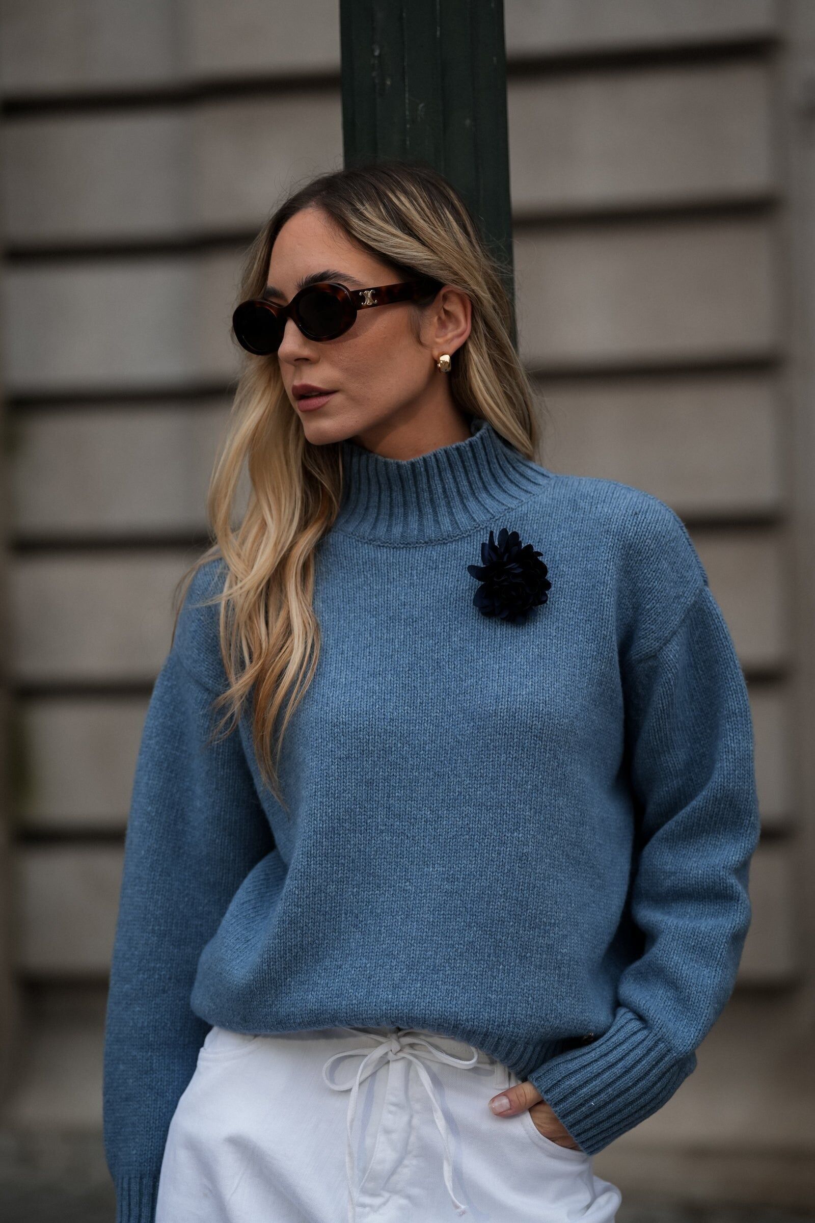 Camisola em Lã com Gola Subida