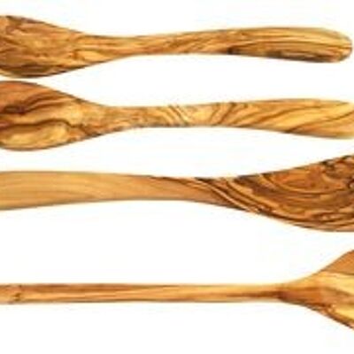 4 piezas Juego de cucharas de cocina (cuchara de cocina redonda, espátula sin agujeros, ensaladeras medianas) cada una de aproximadamente 30 cm