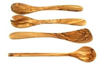 4 pièces Set de cuillères à cuire (cuillère à cuire ronde, spatule sans trous, saladiers moyen) chacune env.30 cm 1