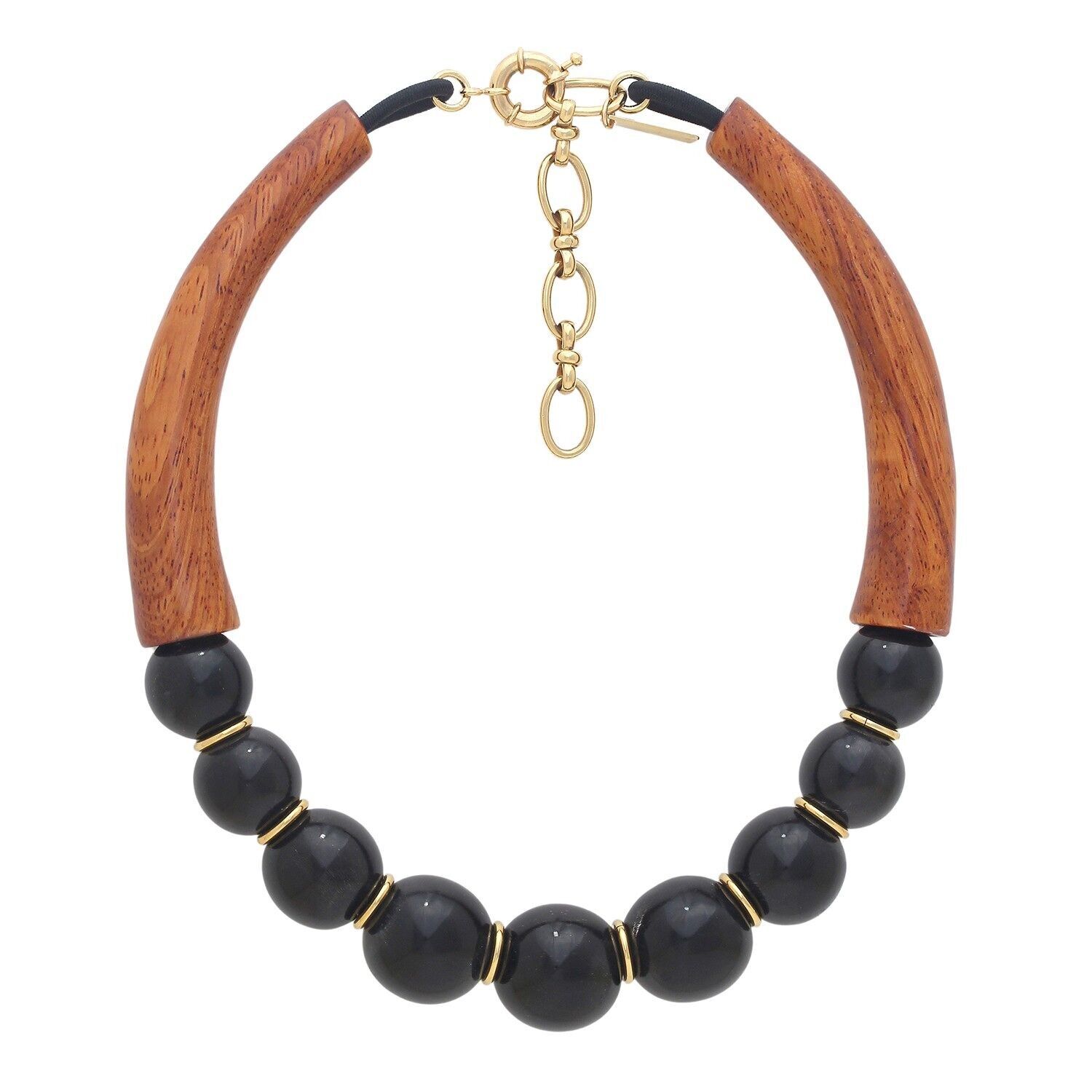 Collana corta CANNELLE in corno e legno batong