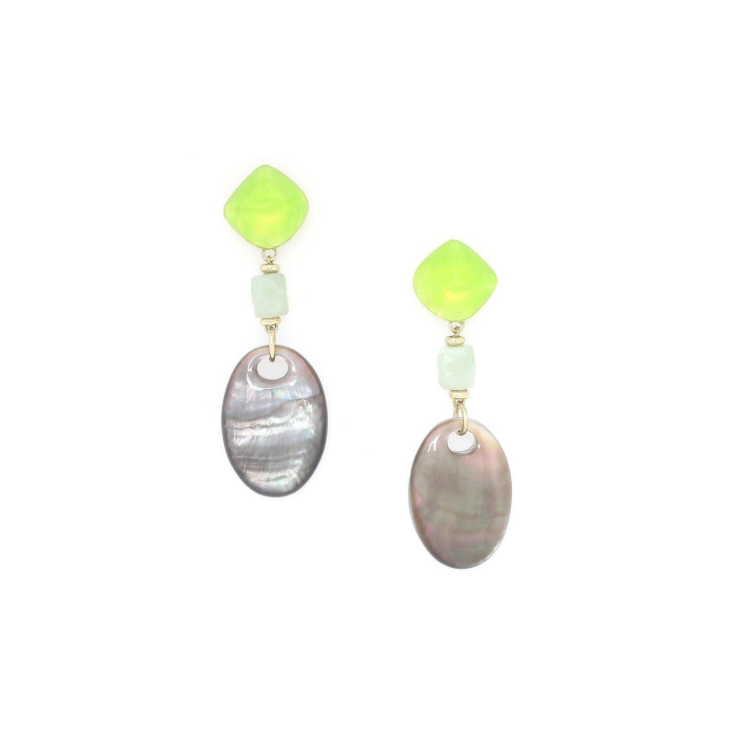 COMBAVA   boucles d'oreilles poussoir perle de jade facettée