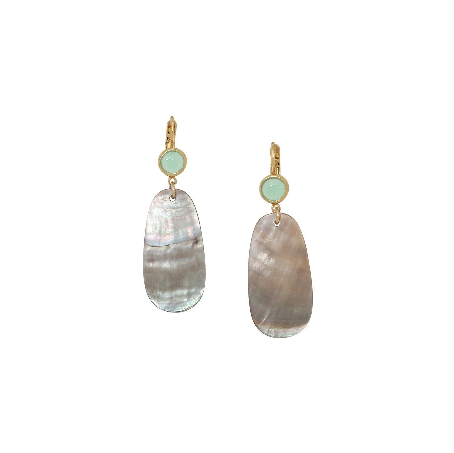FLUORITE   boucles d'oreilles dormeuse nacre noire
