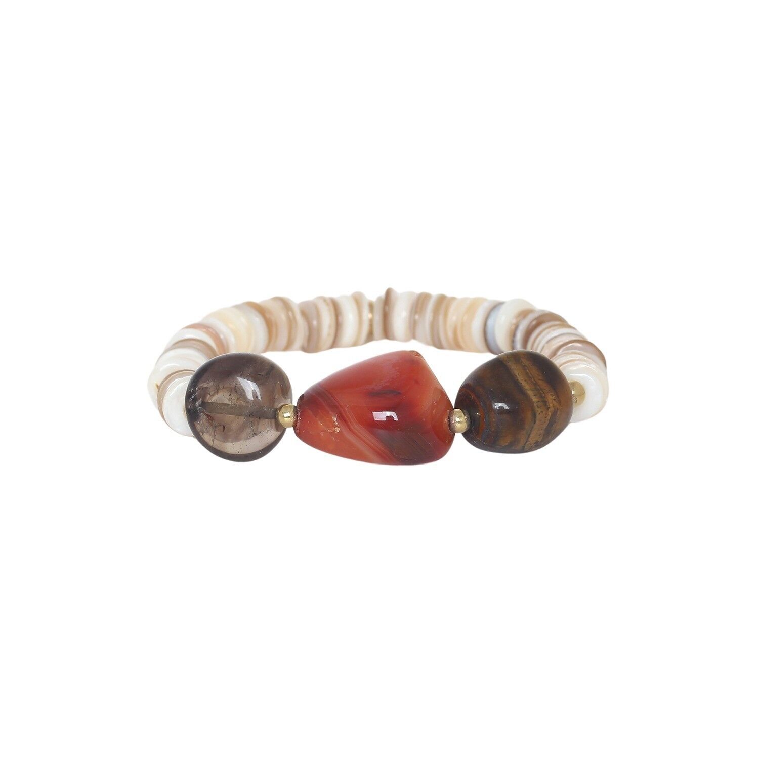 Pulsera elástica CAILLOUX ágata y ojo de tigre