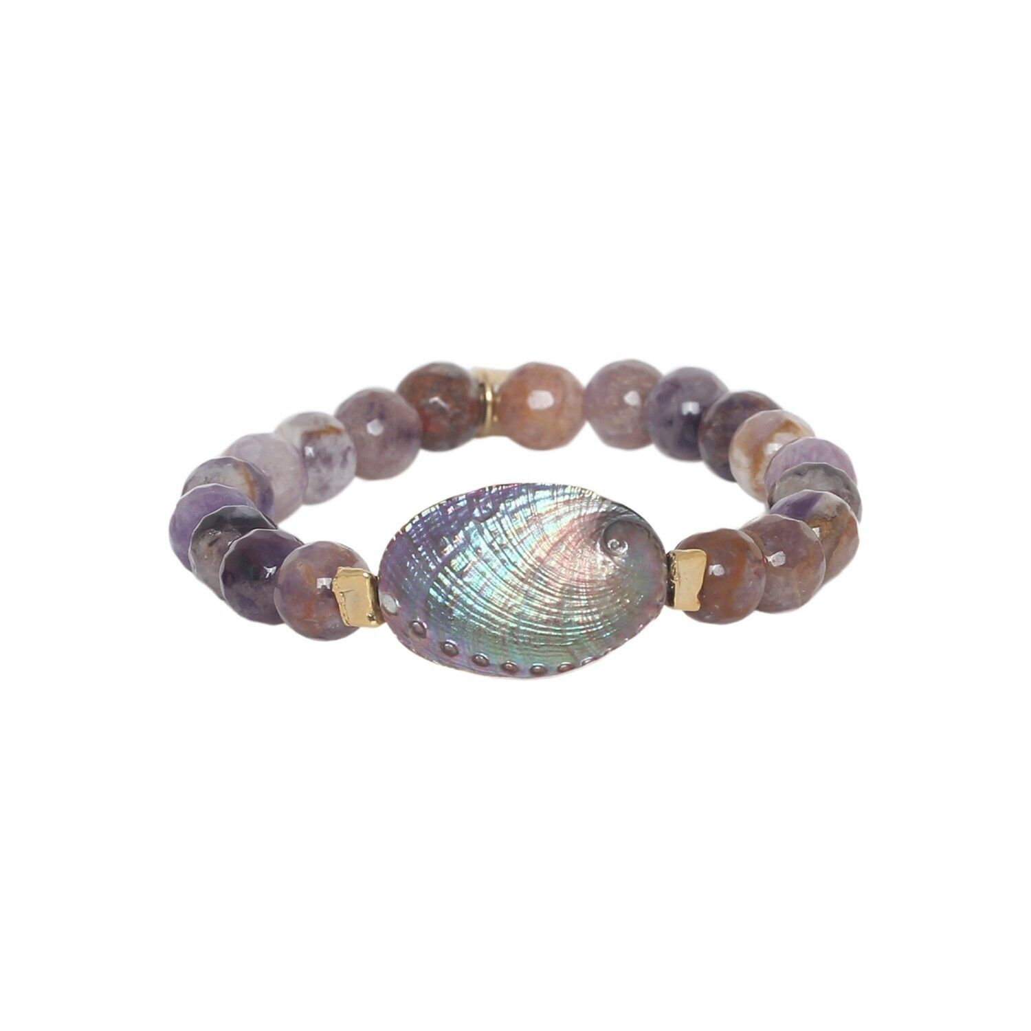Pulsera elástica CALANDRA de amatista y abulón