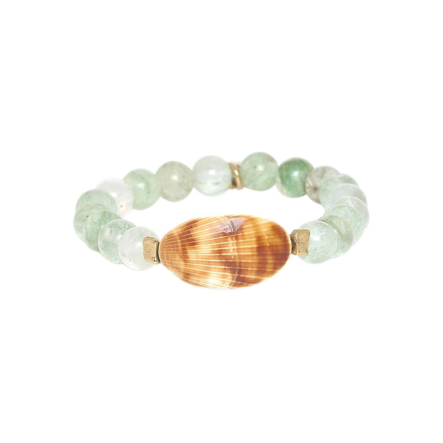 Pulsera elástica CALANDRA de cuarzo rutilita y concha marrón