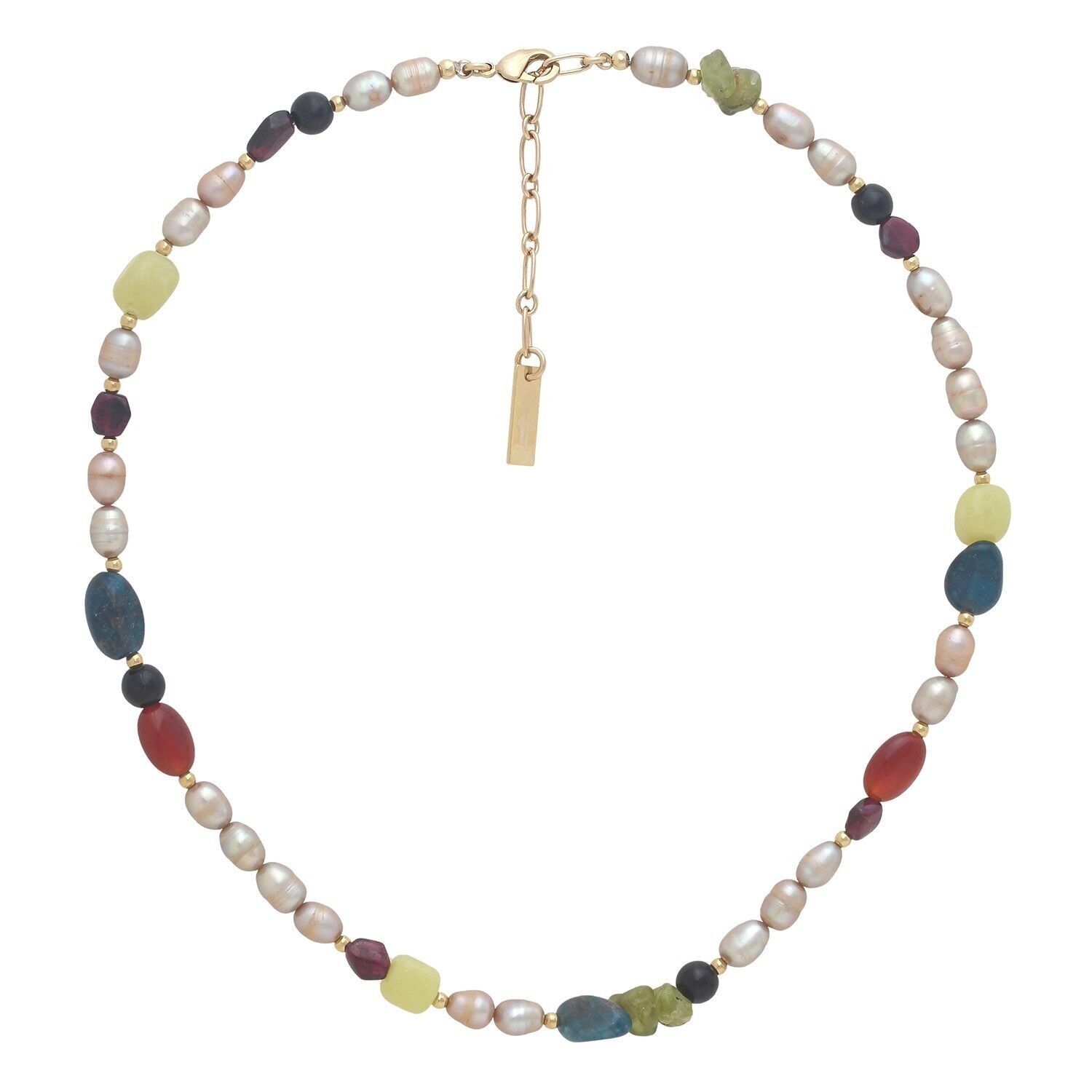 Collana PALAWAN con pietre miste e perle d'acqua dolce beige