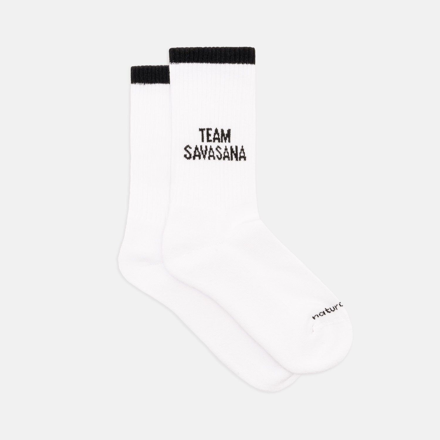 Organic socks Team Savasana - White tennis socks with yoga design