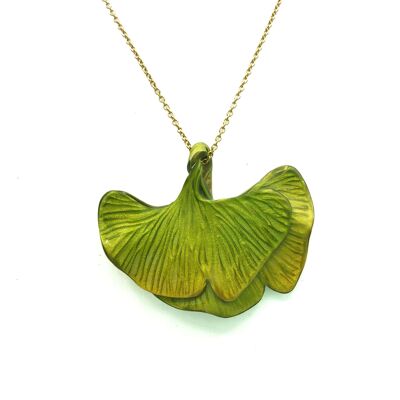 Green Ginkgo pendant necklace