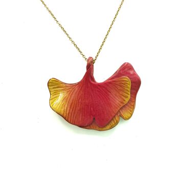 Collier pendentif Ginkgo rouge 1