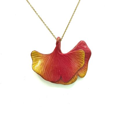 Red Ginkgo pendant necklace