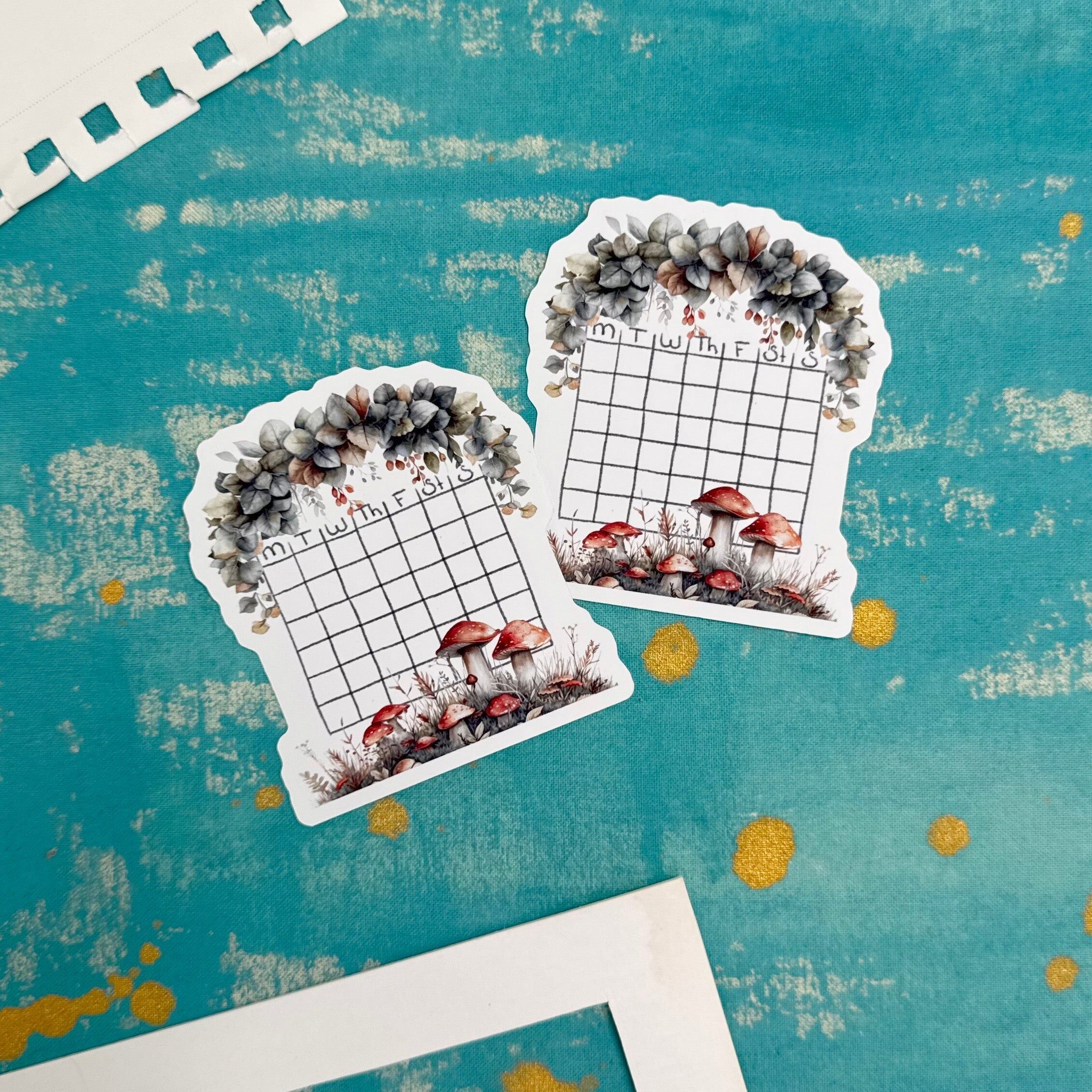 Pegatinas de calendario en blanco con temática de bosque | Set de planificador inspirado en el bosque