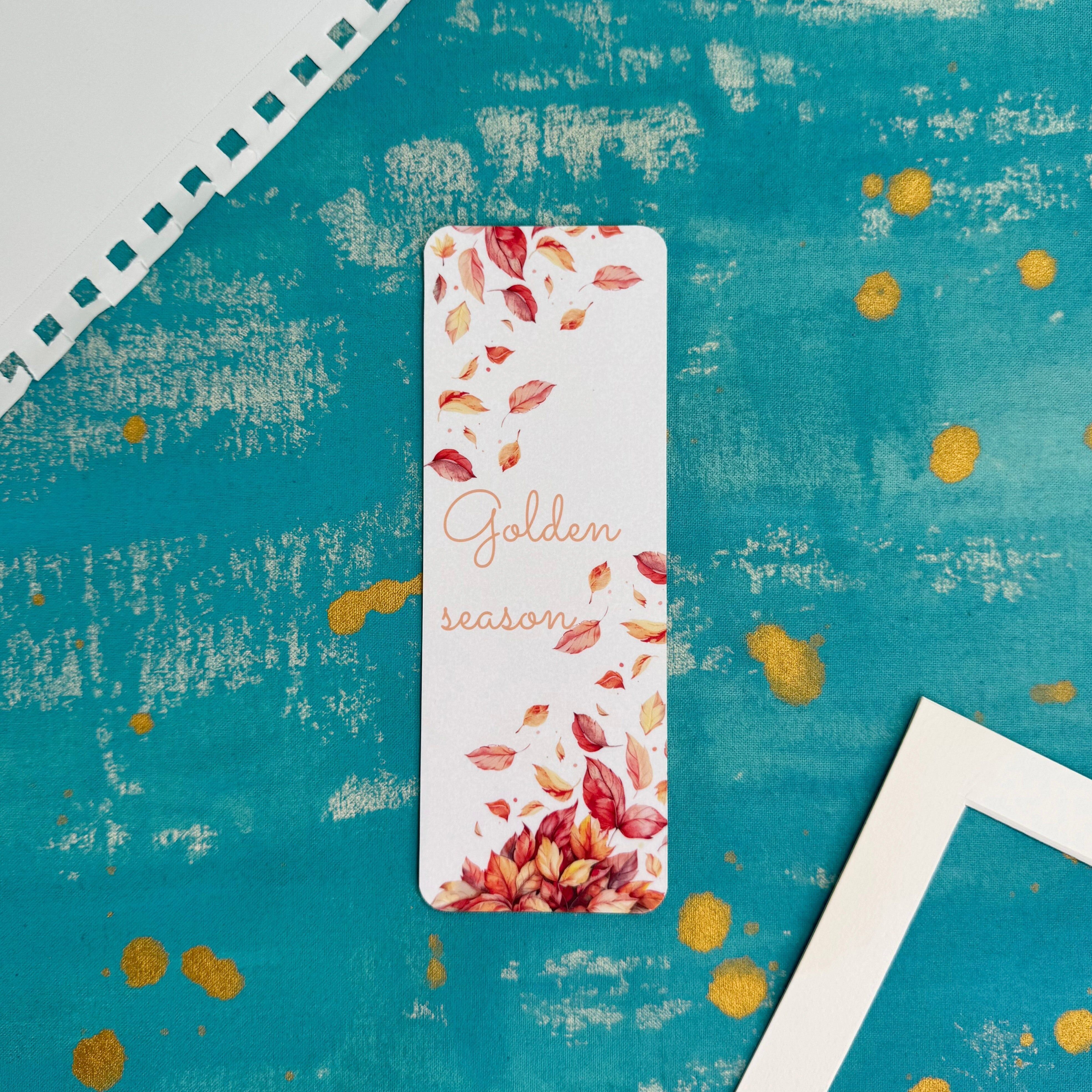 Golden Season Bookmark – Autumn Leaves Reading Accessory for Book Lovers