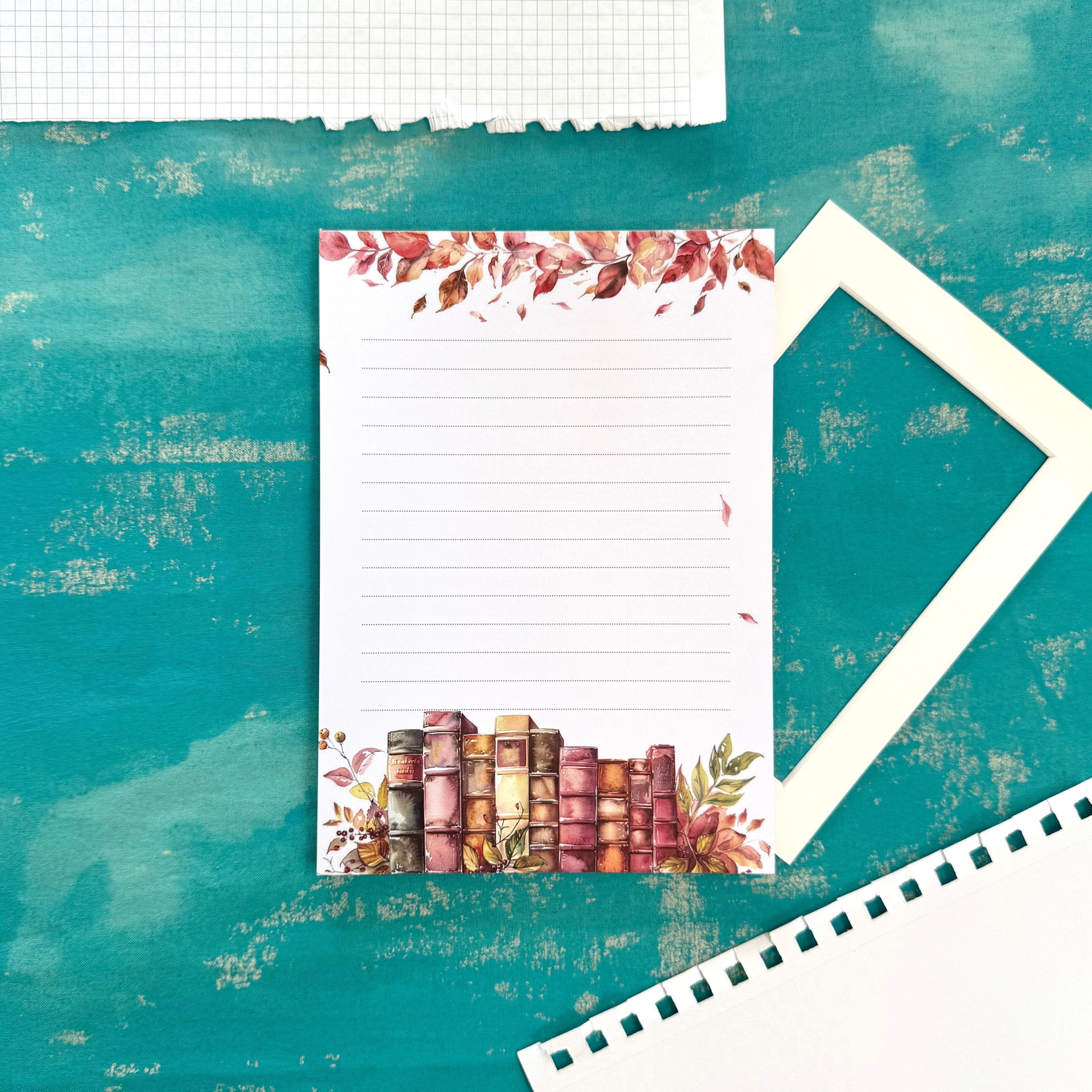 Bloc-notes ligné A5 Bibliothèque d'automne – Un bloc-notes confortable pour les amoureux des livres et les planificateurs