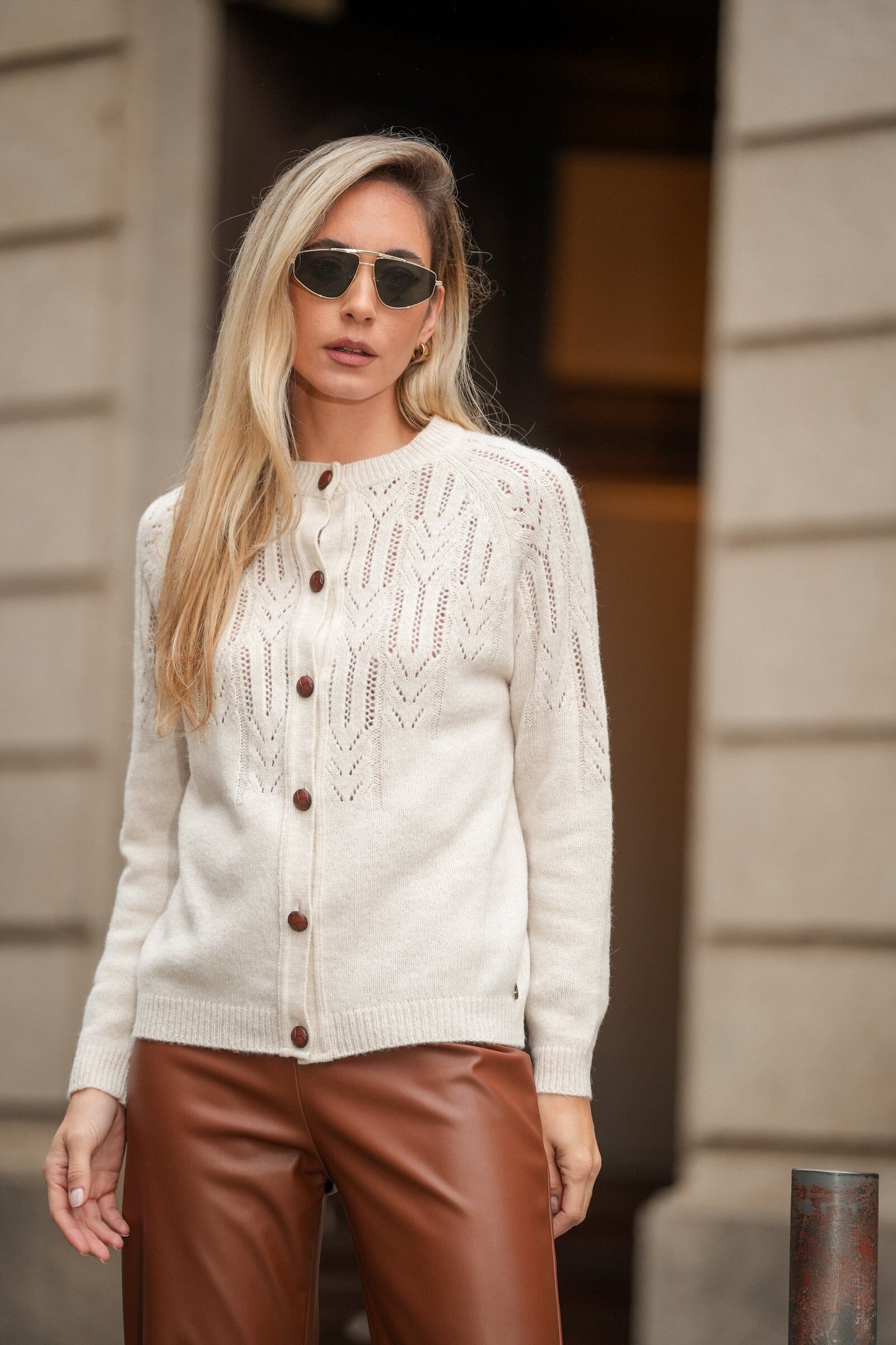 Casaco em Malha Rendado