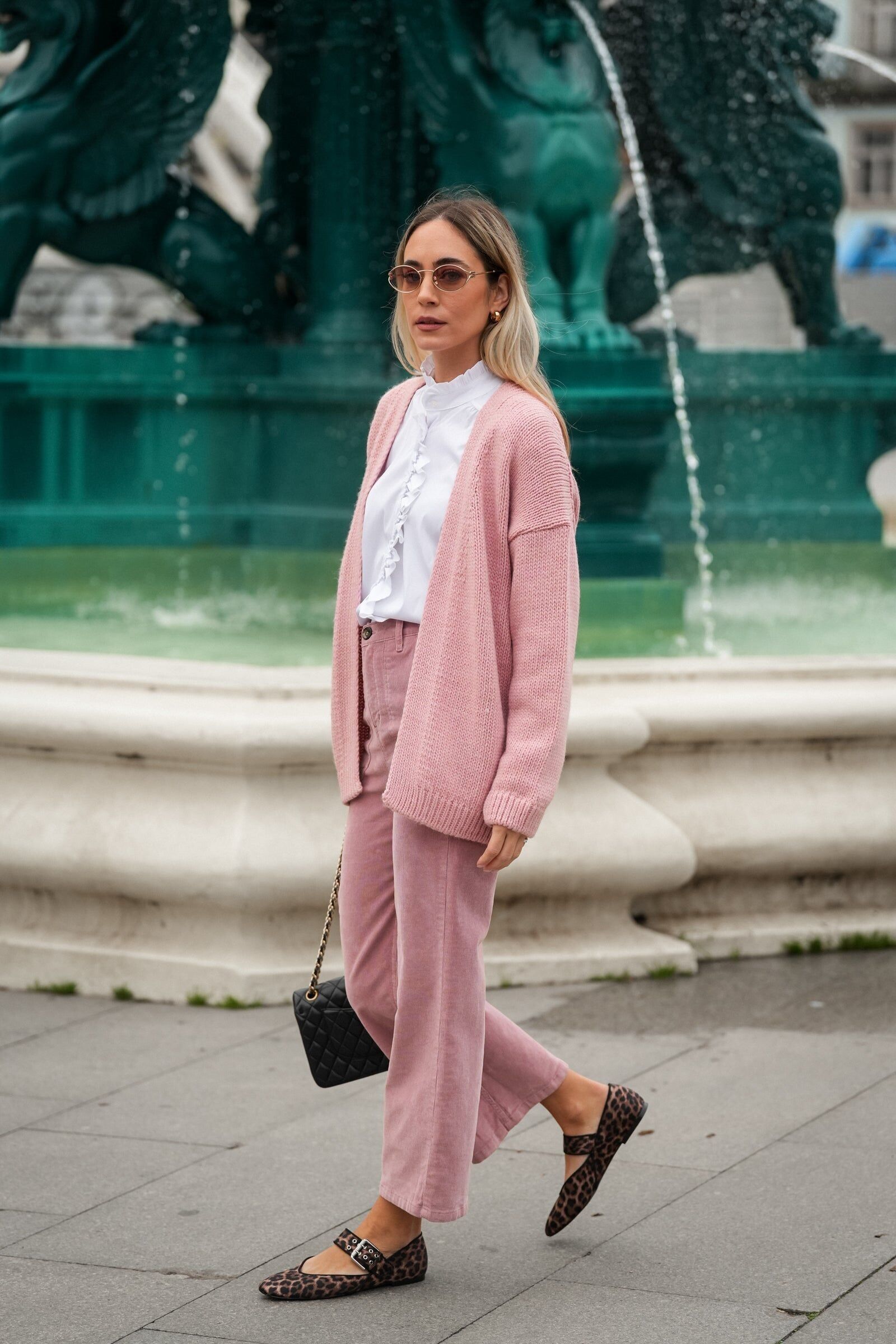 Calças em Bombazine Rosa