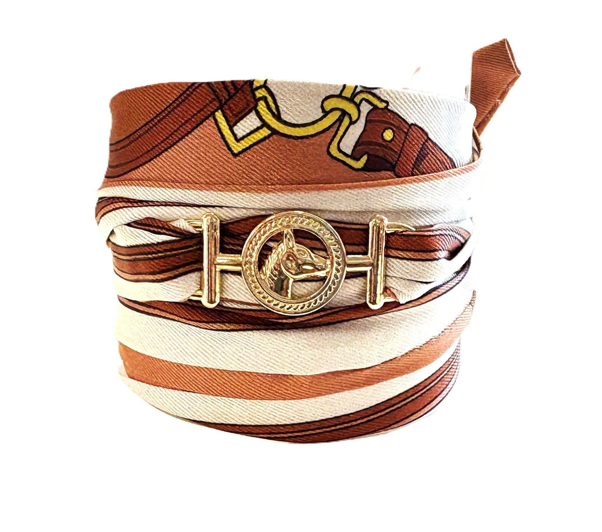 Bracciale sciarpa stile Hermes oro