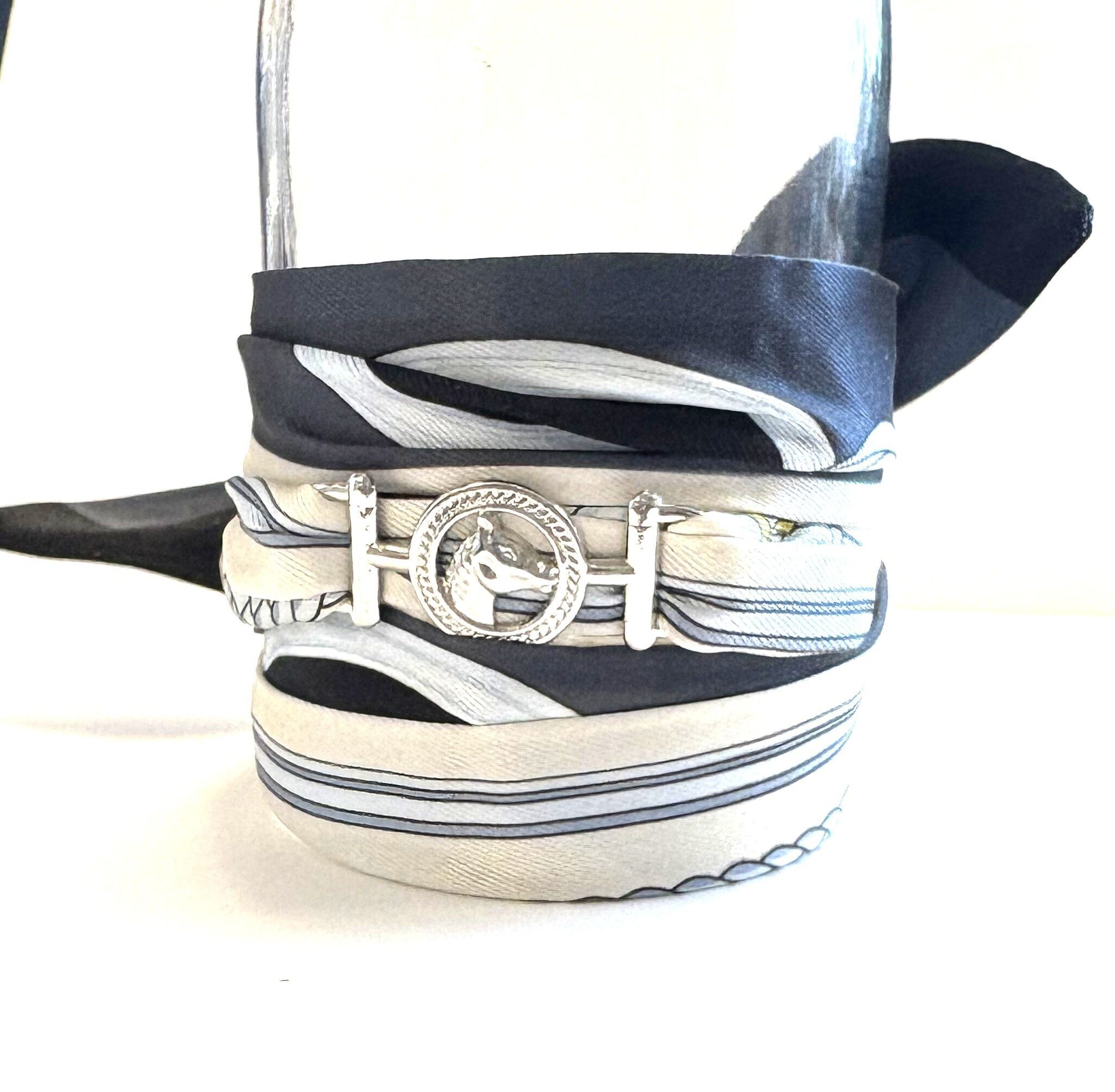 Bracciale sciarpa stile Hermes argento