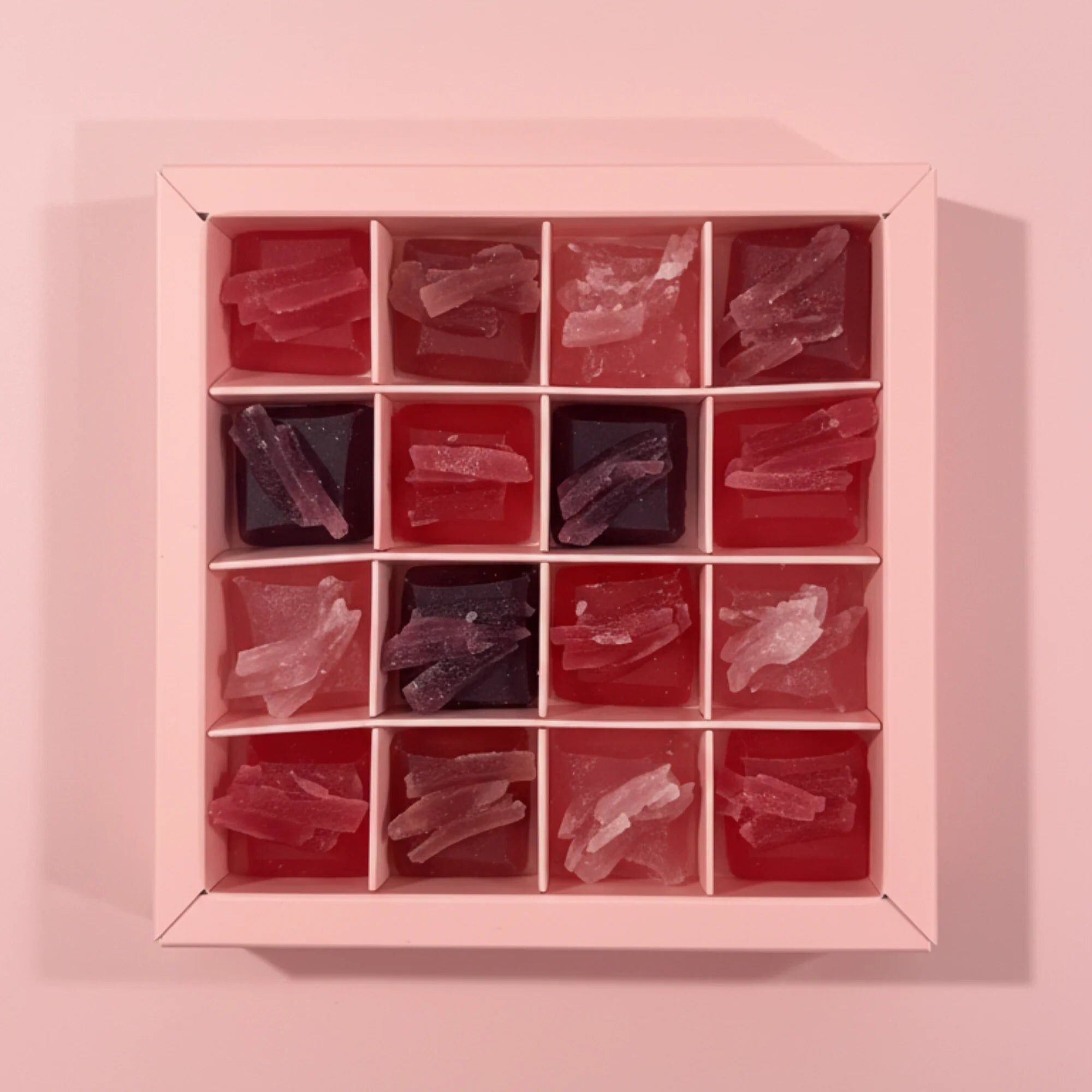 Mini scatola da 16 caramelle commestibili a forma di cristallo con frutti rossi - Vegane e senza glutine - Made in France - 45 g