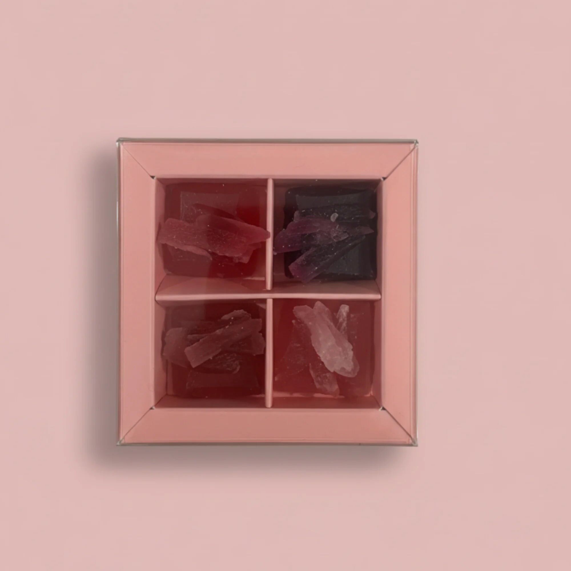 Mini scatola da 4 caramelle commestibili a forma di cristallo con frutti rossi - Vegane e senza glutine - Made in France - 20 g