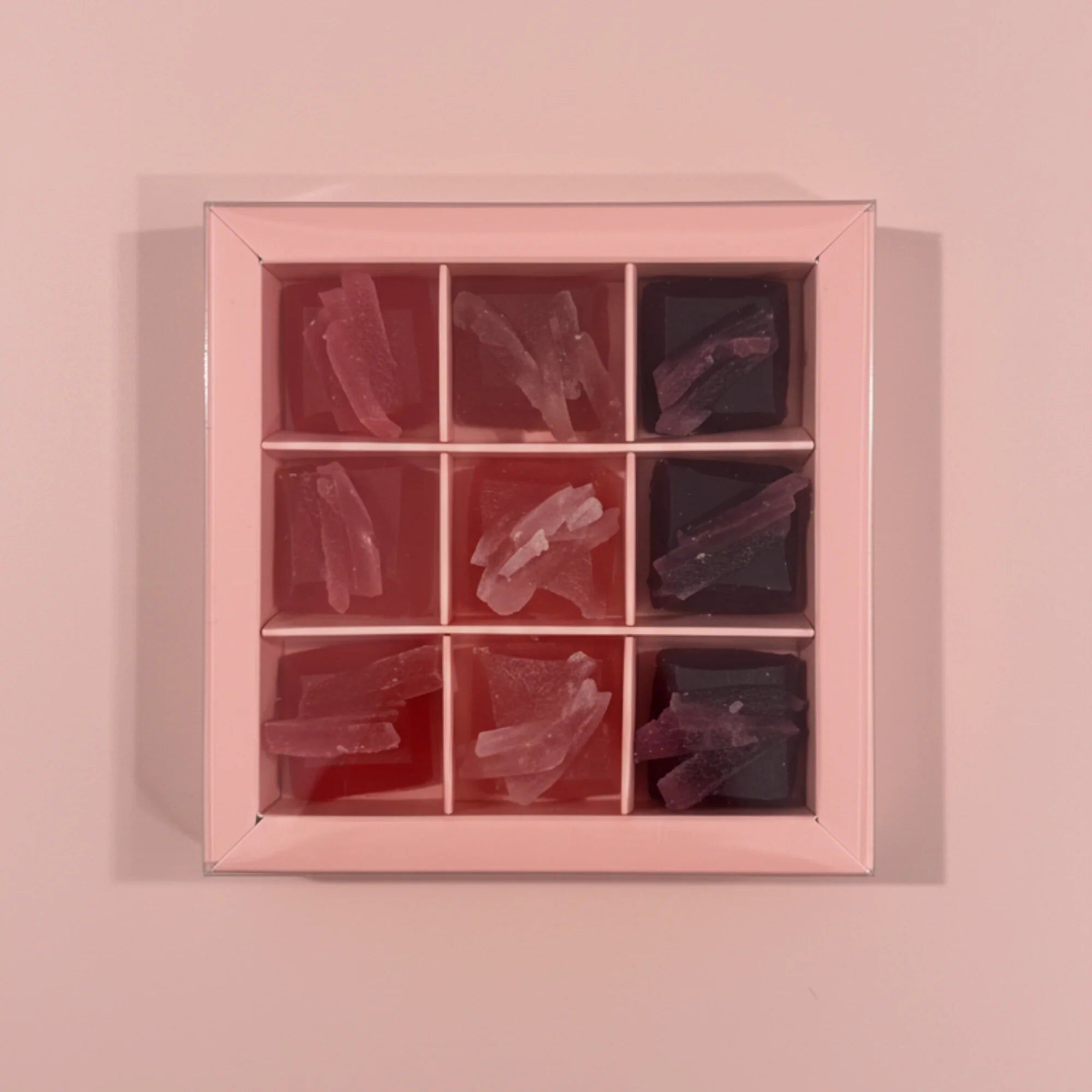 Mini scatola da 9 caramelle commestibili a forma di cristallo con frutti rossi - Vegane e senza glutine - Made in France - 45 g