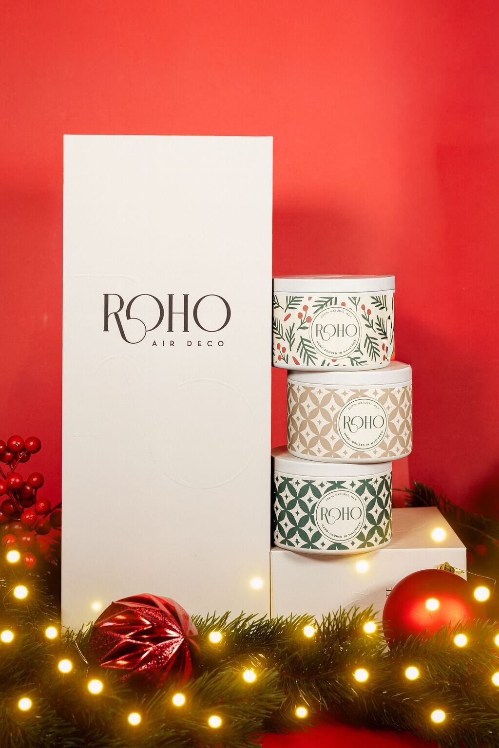 Three Candles Christmas Gift Set - Orange & Cinnamon/Jingle Smells/Golden Myrrh - Natural Wax Scented Christmas Candles