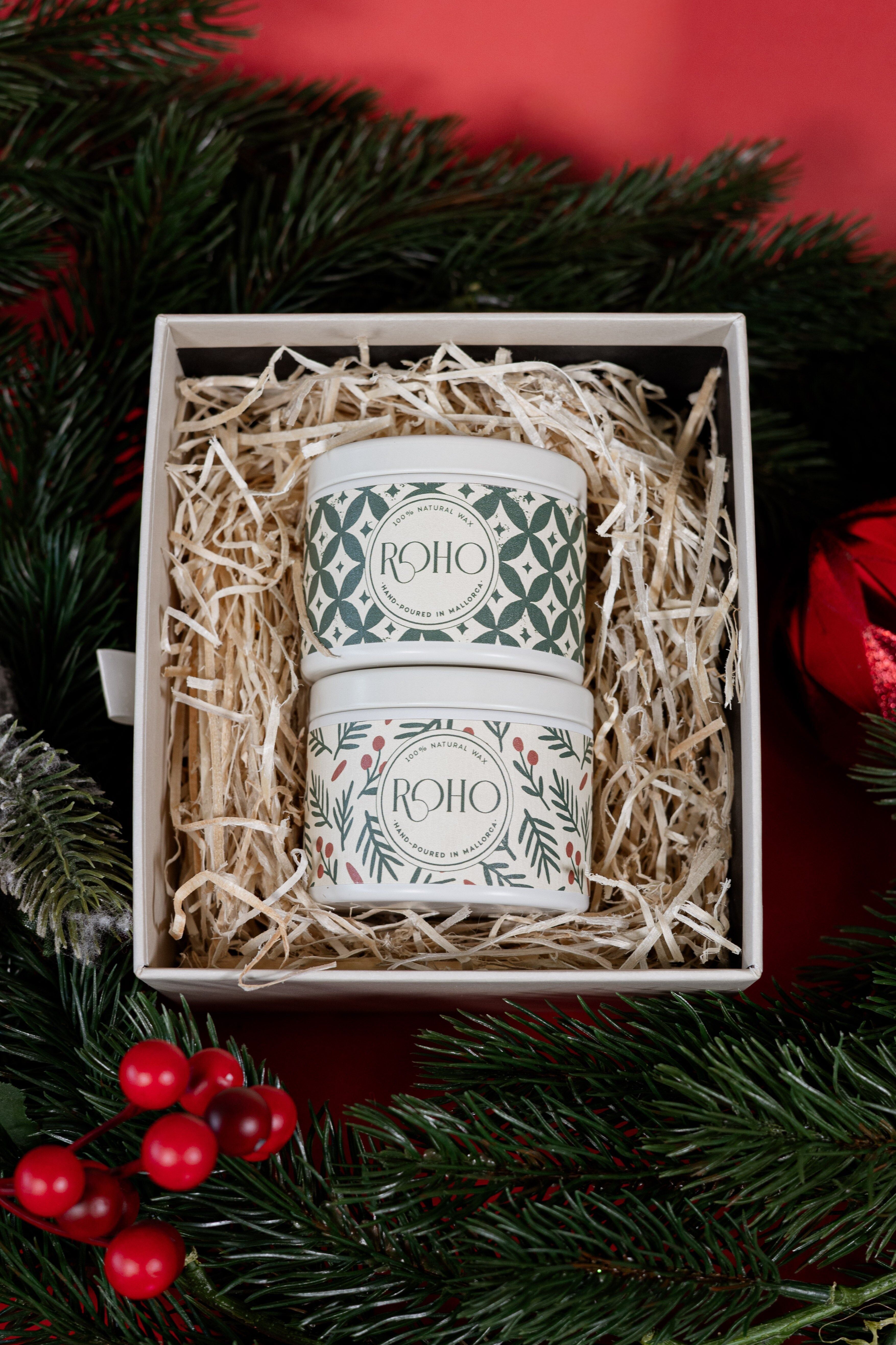 2 Duftende Weihnachtskerzen mit Geschenkbox - Made in Mallorca