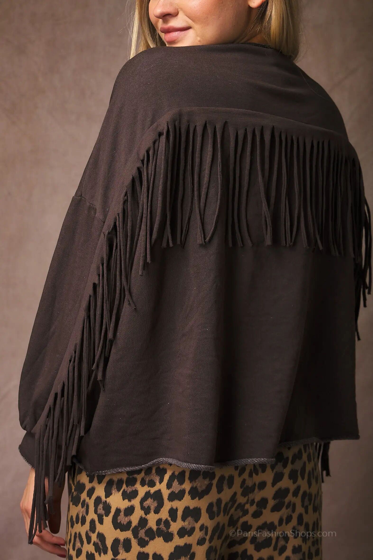 Felpa in cotone con frange e colore V PP2509