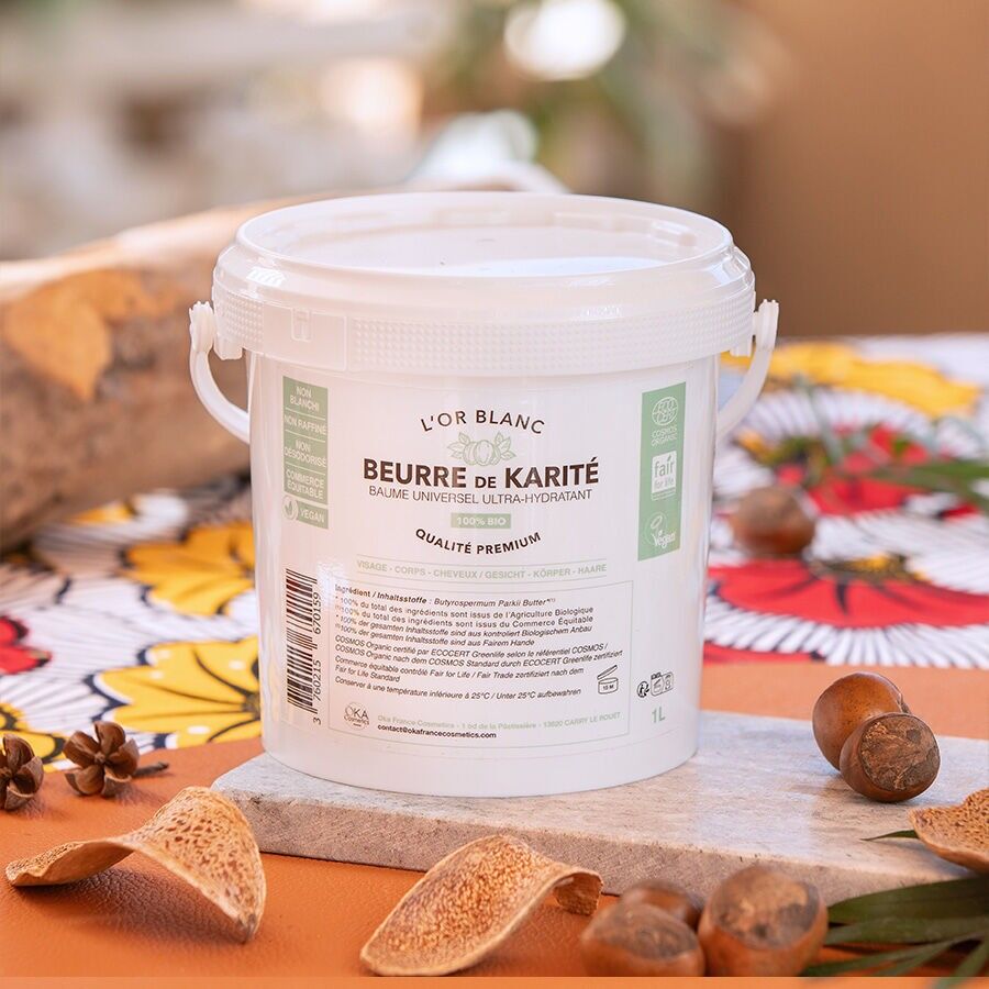 L’Or Blanc – 100% pure, organic & fair trade shea butter – professional size 1 kg – universal moisturizing body & hair care