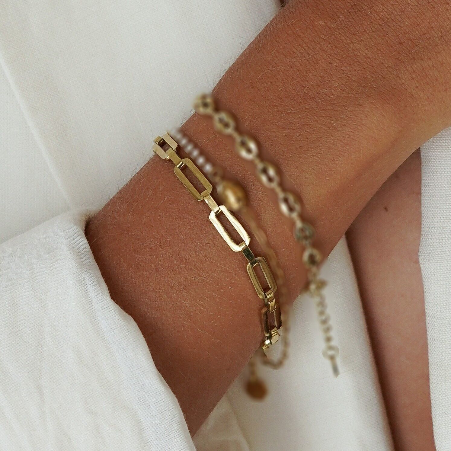 BRACCIALE maglia rettangolare piatta in acciaio