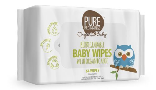 Biodegradable BABY WIPES With Organic Aloë 64 pack