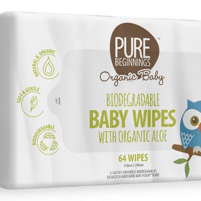 Biodegradable BABY WIPES With Organic Aloë 64 pack