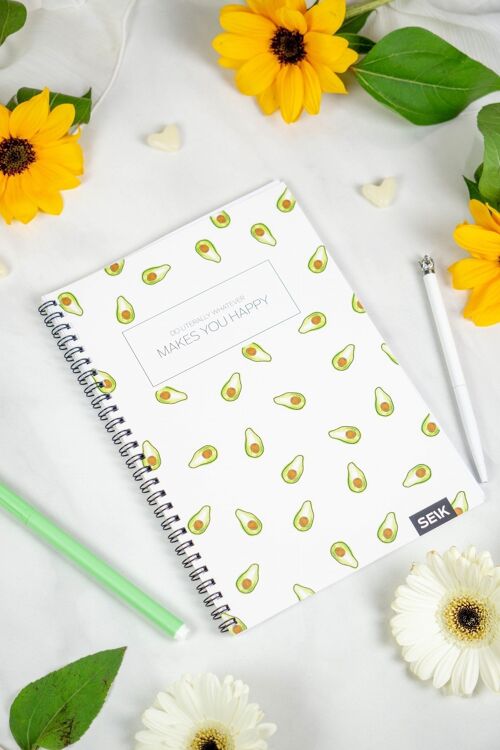 Bullet Journal / Dotted Notebook with spiral binding - Avocados