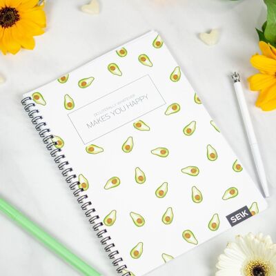 Bullet Journal / Dotted Notebook with spiral binding - Avocados