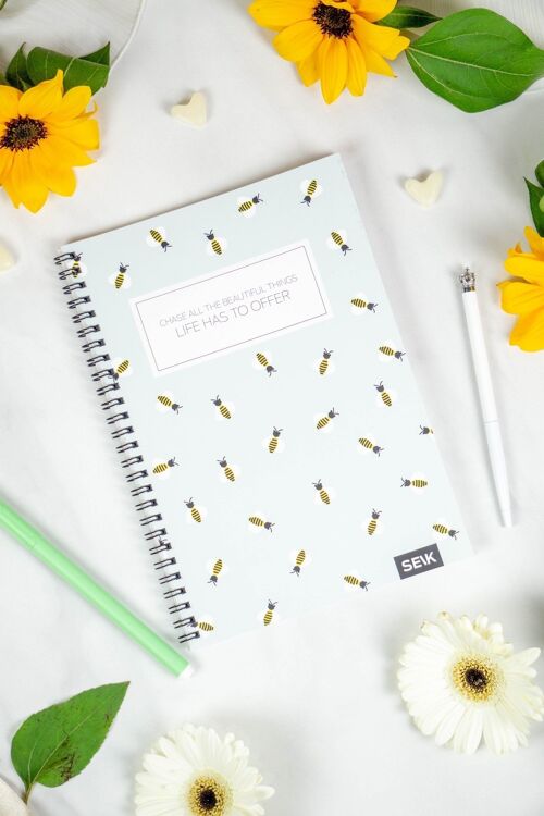 Bullet Journal / Dotted Notebook with spiral binding - Bees