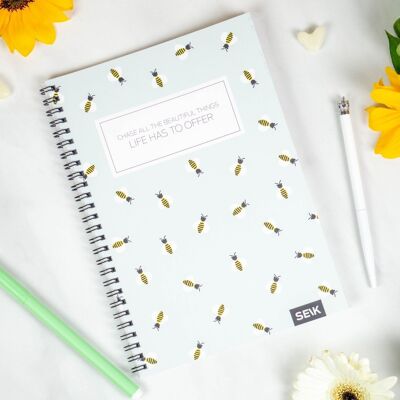 Bullet Journal / Dotted Notebook with spiral binding - Bees